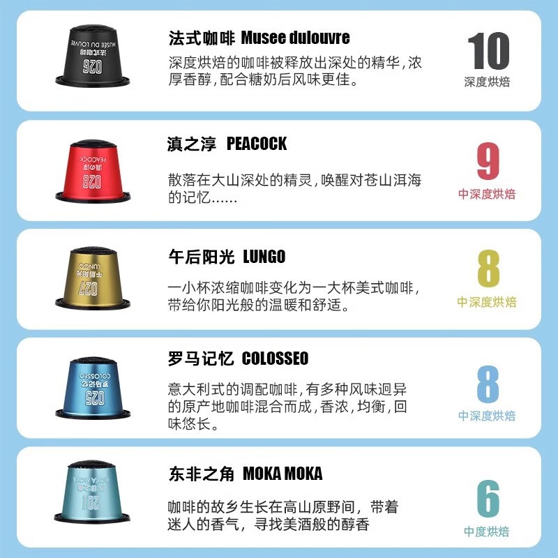 Jirui capsule coffee five flavors wholesale fresh roasted freshly ground black coffee powder compatible with a variety of capsule machines