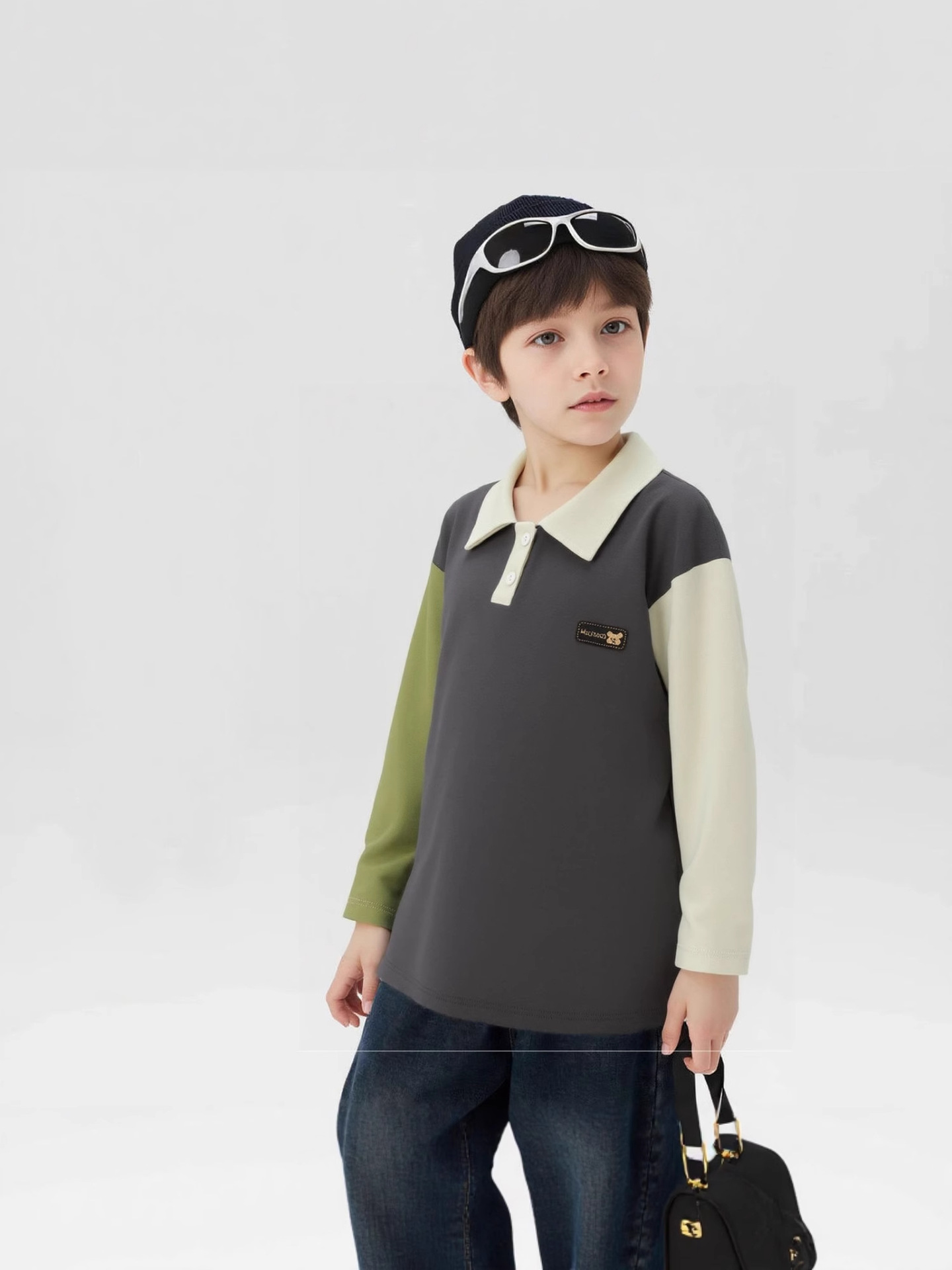 New Children's Long Sleeve-polo Shirt Boys' Single Piece Girls' Base Shirt Baby's Lapel Jacket German Velvet Fashion Children's Clothes