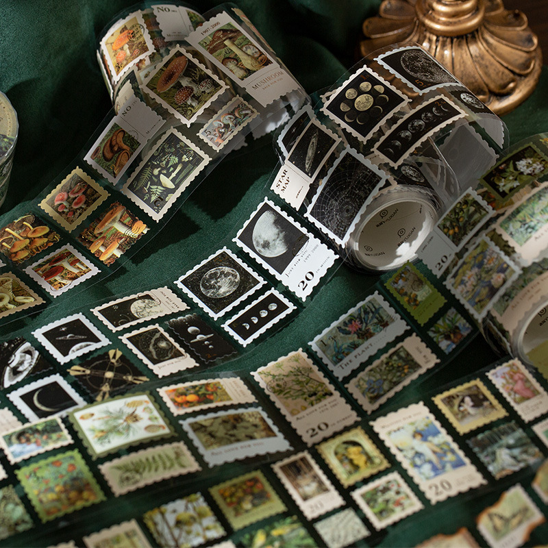 Hot Stamping Stamp Tape Retro Memories Flower Scenery Illustration Hand Account DIY Decorative Collage Material Sealing