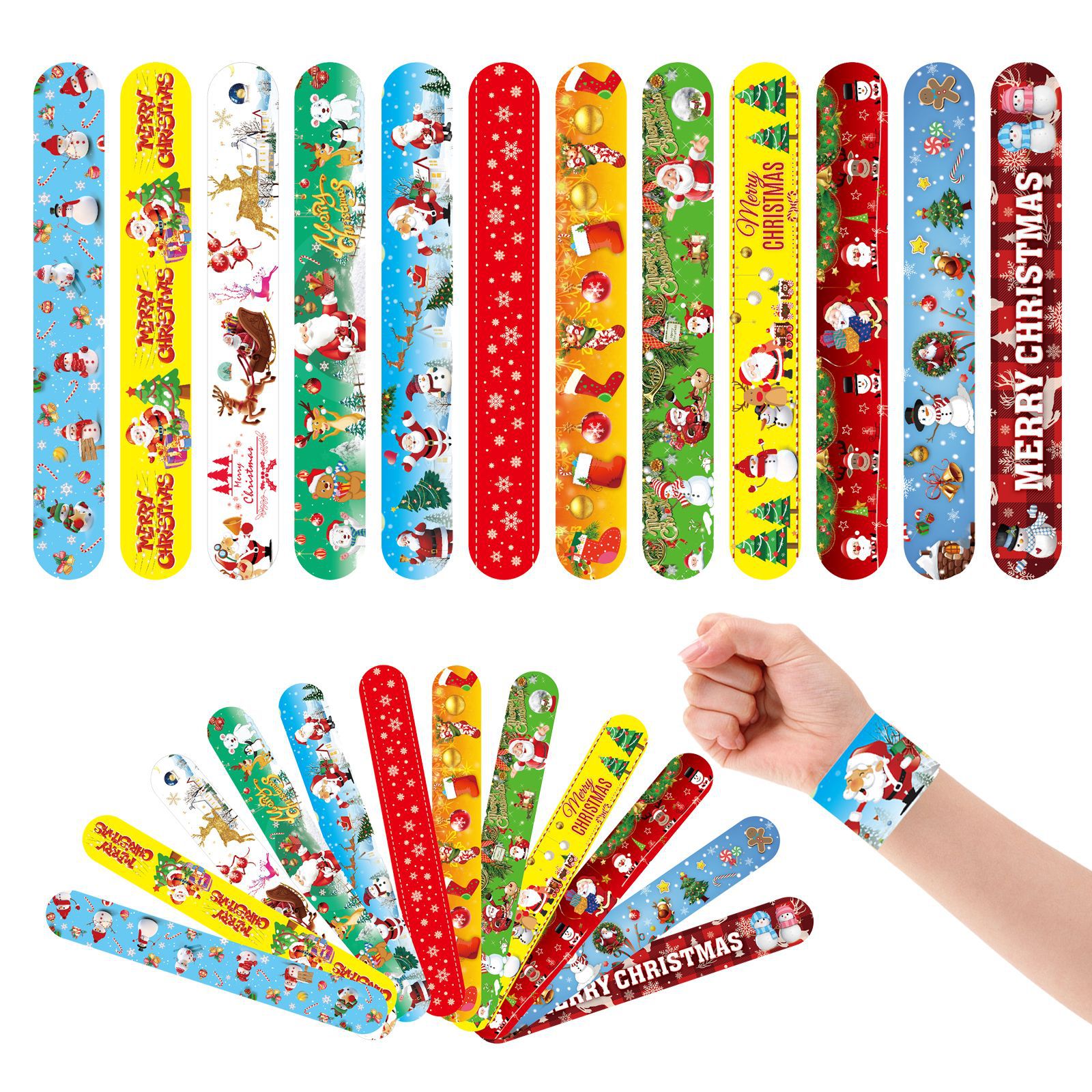 Кросс-бордовый новый рождественский браслет с защелкой из ПВХ для детей, рождественский и новогодний фестивальный браслет