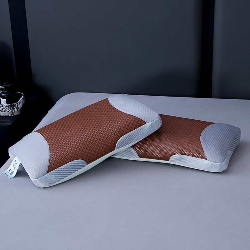 Full Buckwheat Shell Pillow Summer Cool Flower Pillow Pure Buckwheat Skin Pillow Core Breathable Ice Rattan Mat Pillow Adult Cervical Spine Protection Hard Pillow