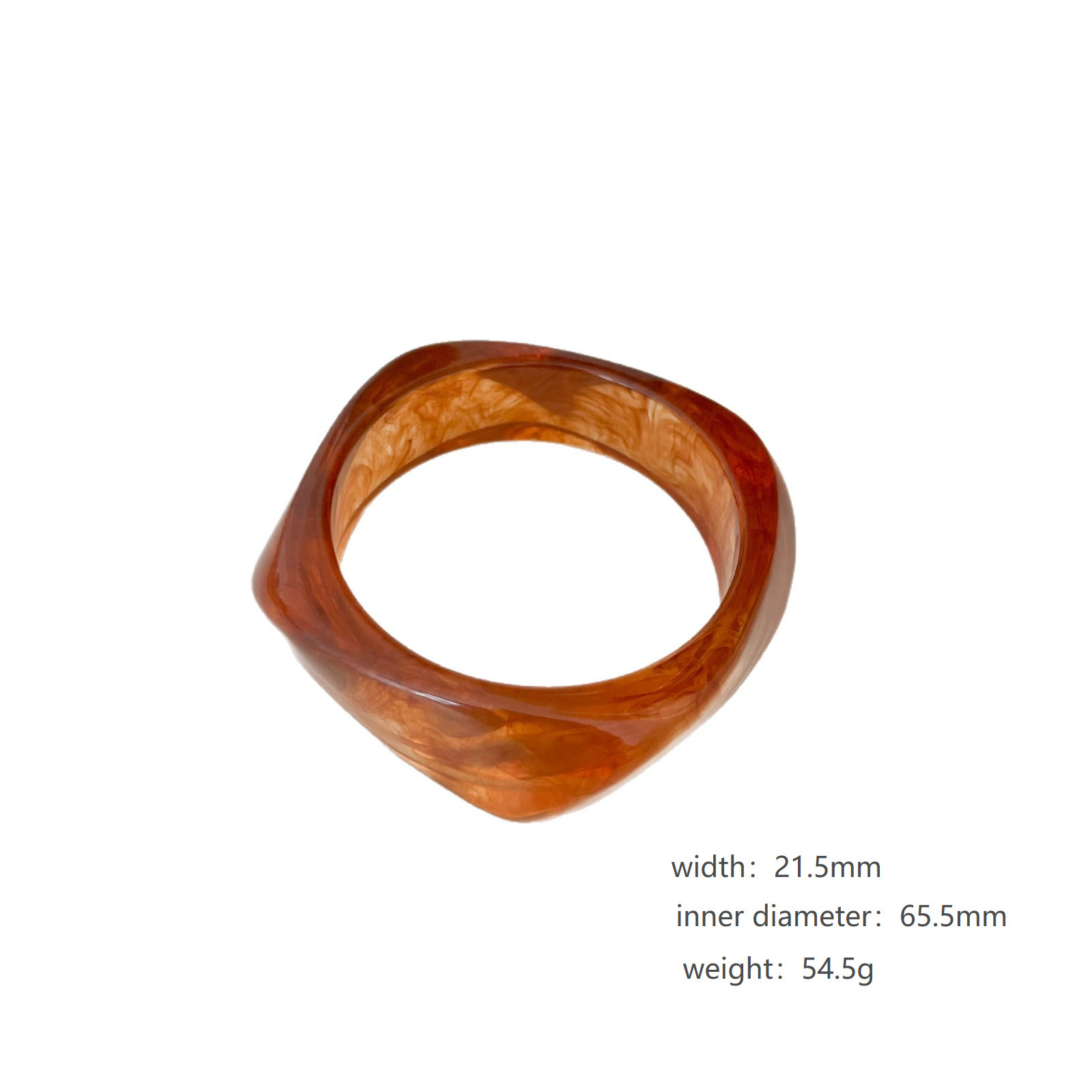 European and American Geometric Smudged Coffee Color Bracelet Resin Curved Bracelet Niche Design Student Bestie Bracelet Acetic Acid Bracelet
