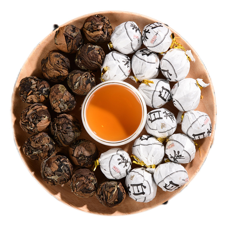 Yunnan Pu'Er Tea Wholesale Exquisite Small Tea Cakes Mini Spherical Dragon Ball Small Tuocha Collection Flower and Fruit Tea Aged Tea Leaves