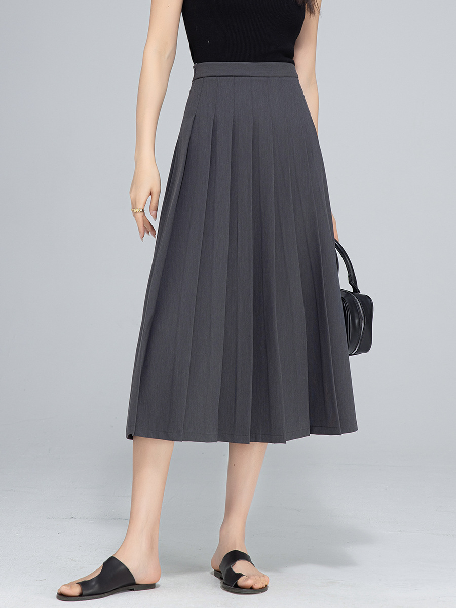 Xingge Petite Intellectual Style Pleated Skirt Mid-Length Women's 2025 Autumn New Slimming Half Skirt
