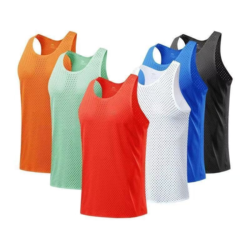 New Marathon Men's Vest Track and Field Training Breathable Mesh Running Outdoor Sports Team Uniform Sweat-Absorbent
