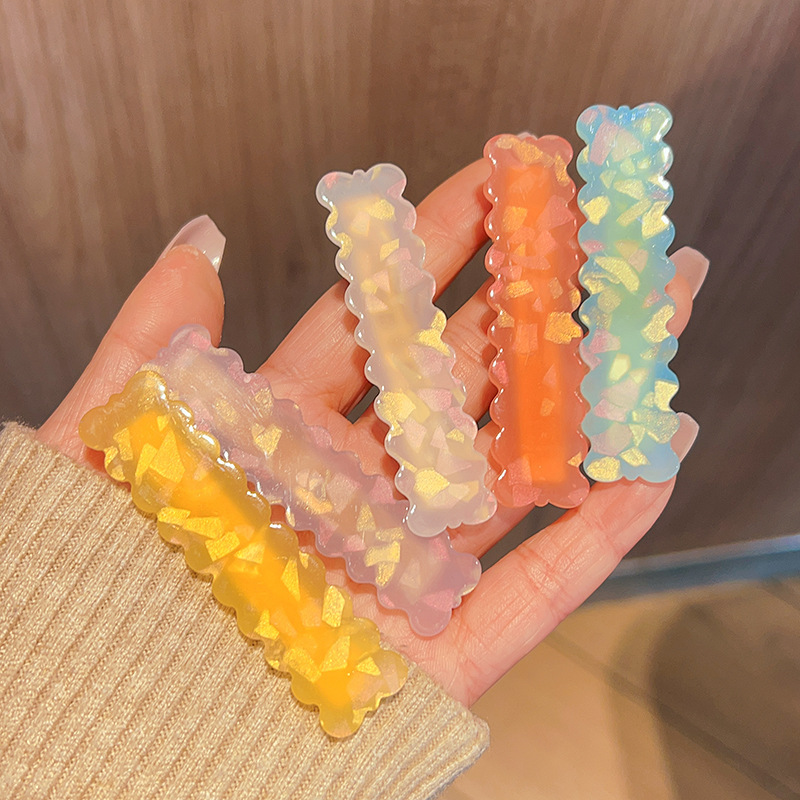 South Korea ins sweet texture acetate cloud word clip wavy duckbill clip cute girl side clip hairpin