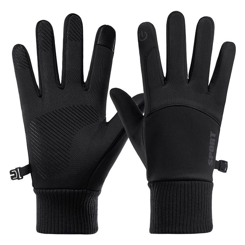 Winter Velvet Warm Sports Cycling Gloves Outdoor Mountaineering Waterproof Anti-Slip Windproof Ski Touch Screen Men and Women Cross-Border