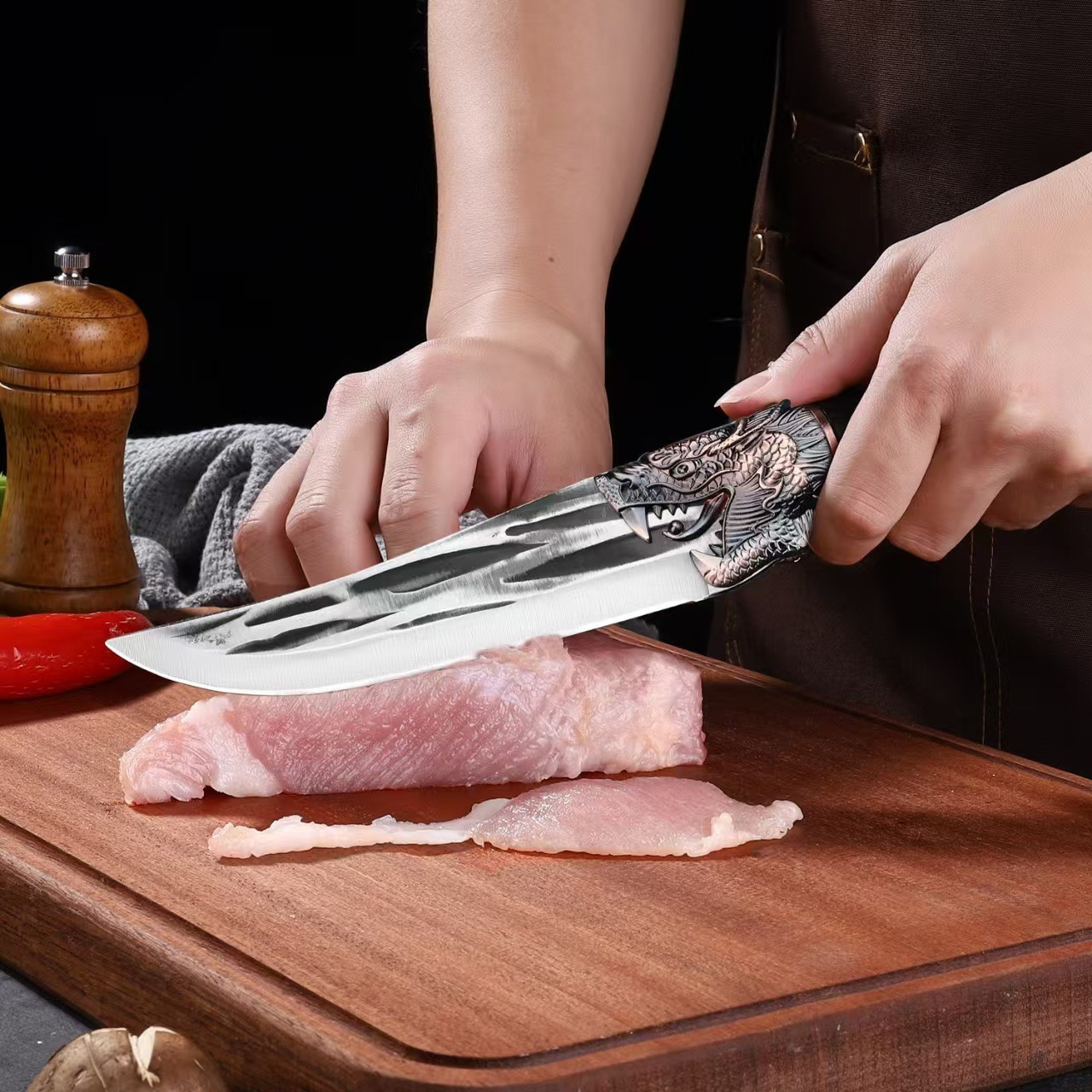 Household Forging Faucet Long Scale Non-slip Bone Cutting Knife Stainless Steel Mongolian Meat Cutting Bones Cutting Knife Sharp Cutting Knife