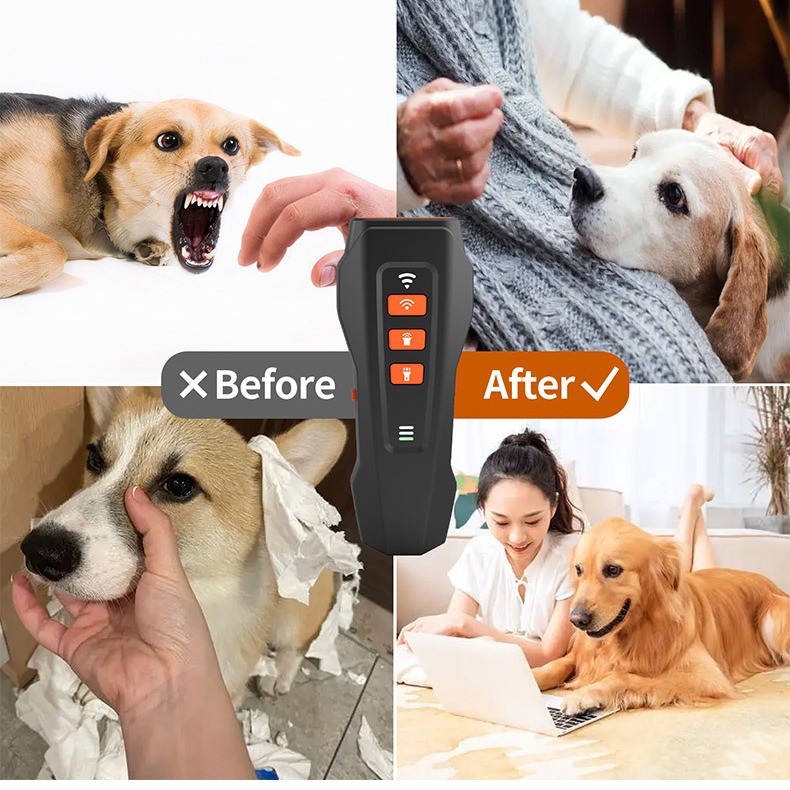 Cross-border Explosions Ultrasonic Barking Stop Anti-dog Barking Artifact Charging Variable Frequency LED Flash Light Portable Dog Trainer