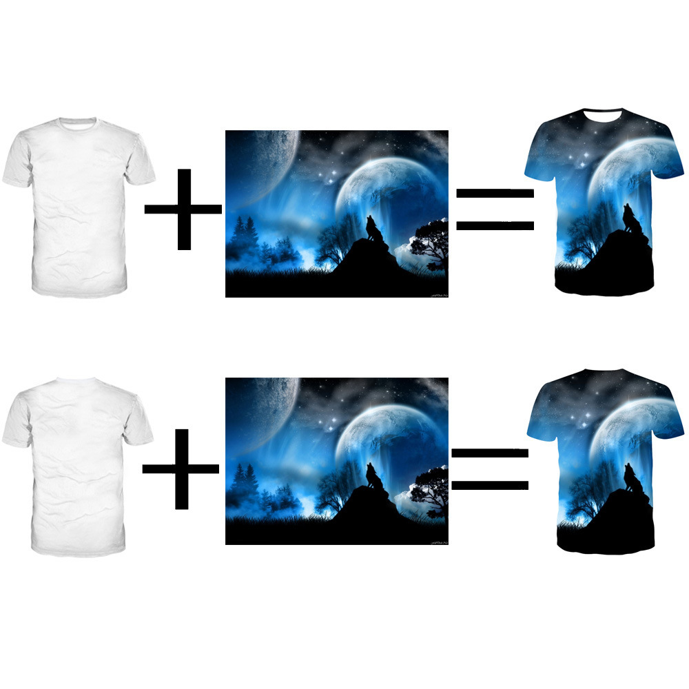 Cross-Border E-Commerce Manufacturer Supply Summer Men's Round Neck Short-Sleeved T-Shirt 3D T-Shirt Digital Printing Can Be Used for Kidsren