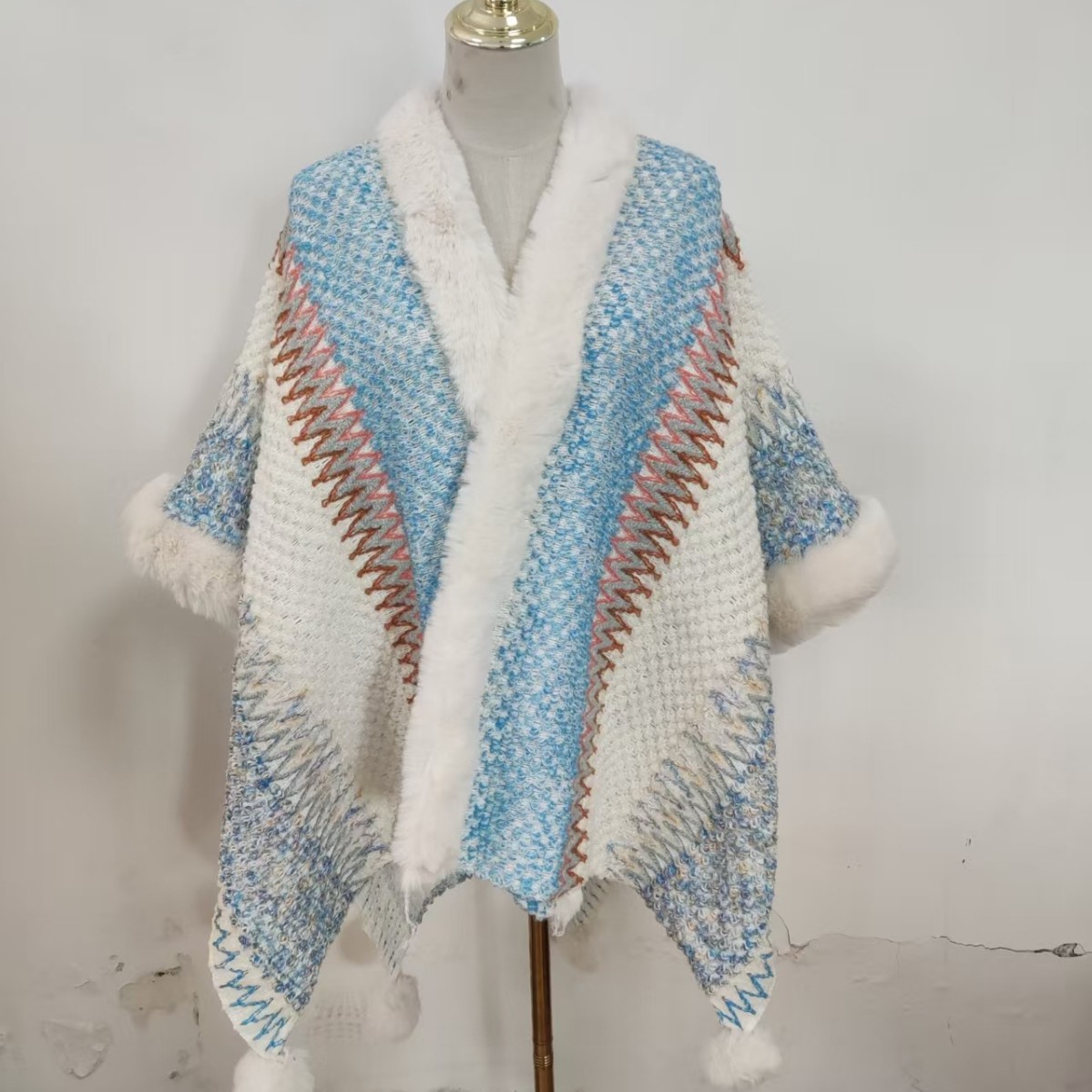 Rex Rabbit Fur Big Fur Collar Ethnic Style Shawl Lijiang Scarf Travel Cloak Outer Thickened Cloak Cloak Manufacturers