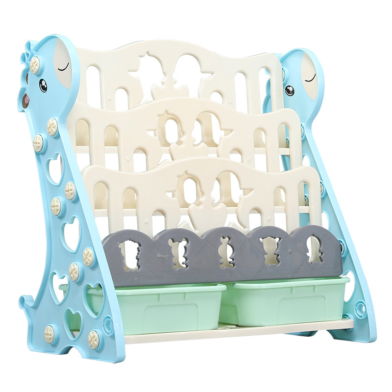 Children's Bookshelf Simple Household Floor-Standing Baby Toy Storage Rack Kindergarten Book Rack Plastic Cartoon Picture Book Rack