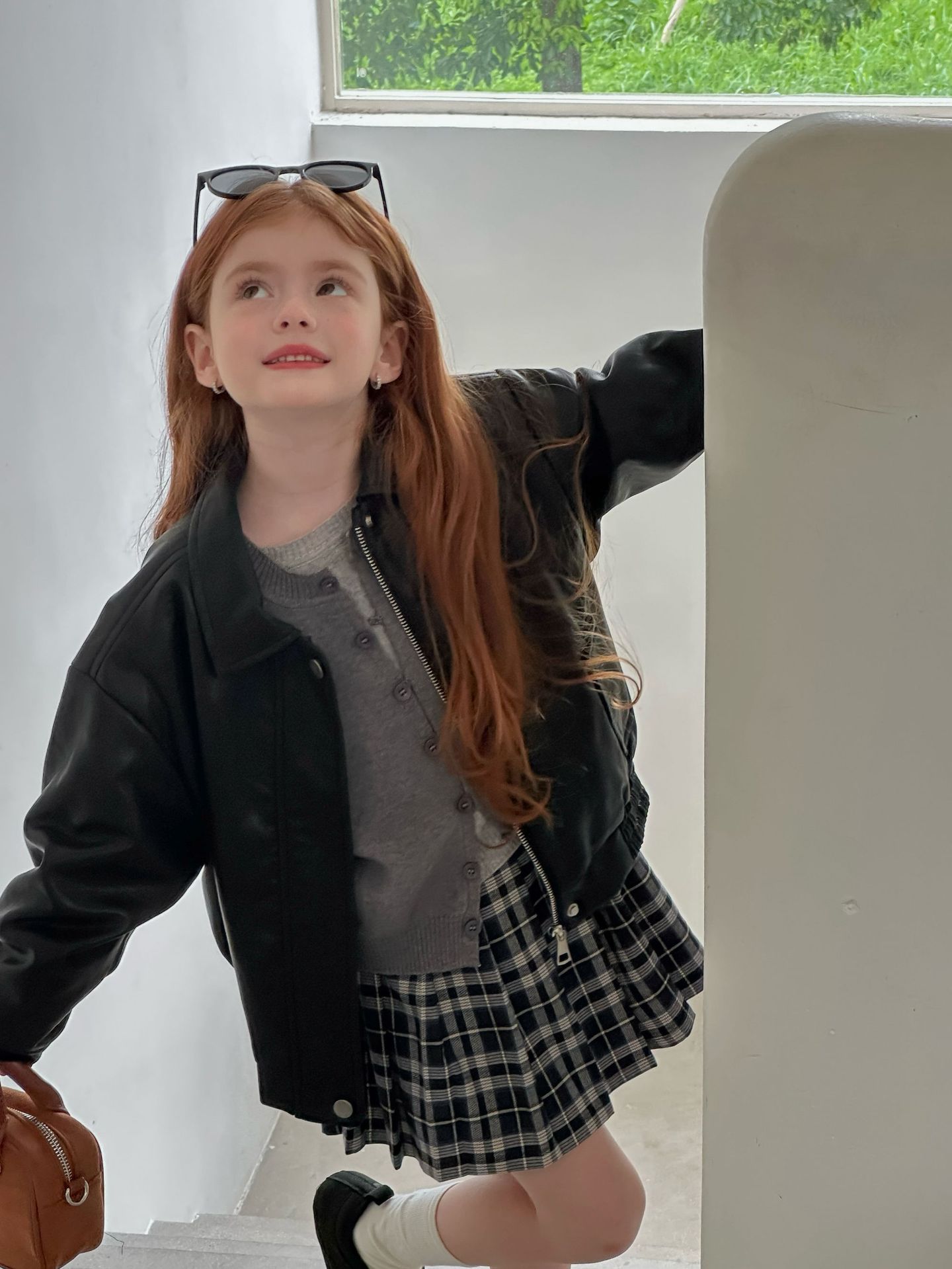 Girls' Outwears Autumn Style 2025 New Style Kidsren's Autumn Leather Clothes Fashionable Kidsren's Casual Leather Jacket Tops