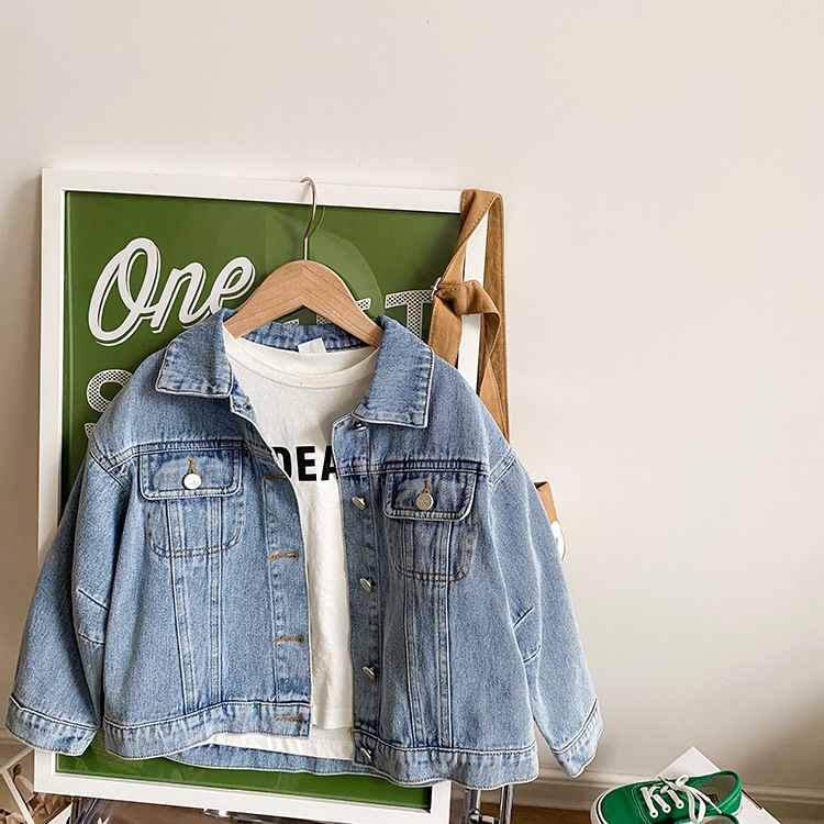 Emo Beibei Boys and Girls Baby Casual Denim Jacket Spring and Autumn Children's Fashion Korean Jacket Top