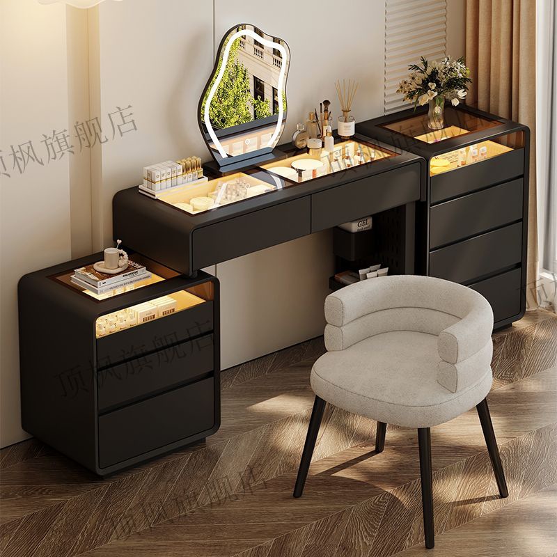 2024 New Style Dressing Table Solid Wood Atmosphere Light Luxury High-End Atmospheric Cupboard Storage Cabinet Integrated Bedside Dressing Table