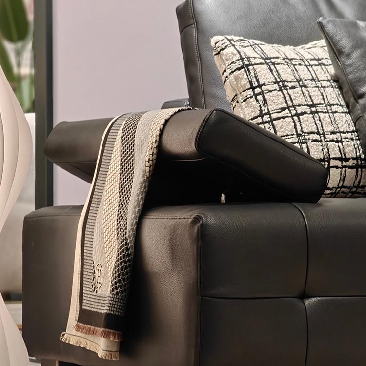 Lawrence Sofa Italian Light Luxury Top Layer Genuine Leather Modern Minimalist Living Room Straight Row Villa Large Apartment Minimalist