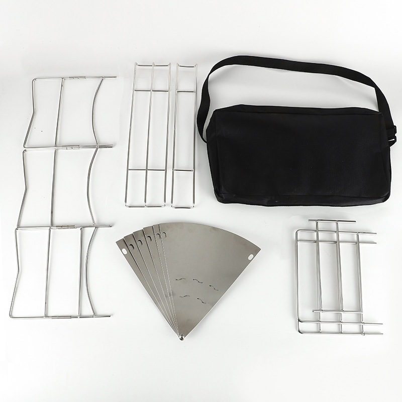 Japanese-style round fire rack fire table folding barbecue stove stainless steel heating stove outdoor camping campfire barbecue grill