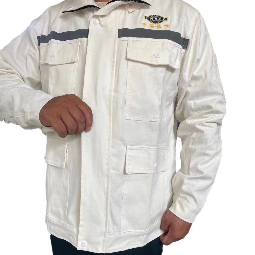 Steel factory pure cotton advanced welding work clothes canvas white labor protective clothing welder anti-scald suit workshop wear-resistant flame retardant