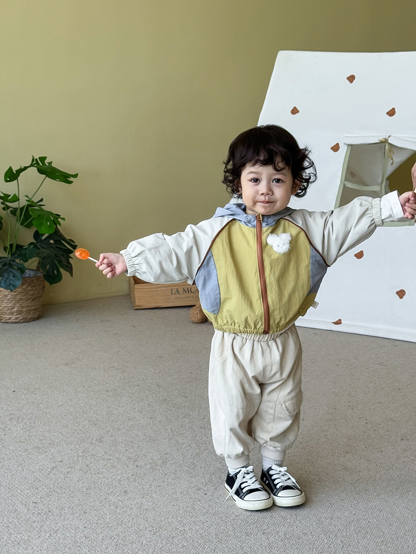 Children's Fashion Doll Tops 2025 New Autumn Boys' Style Patchwork Hooded Tops Baby Korean Autumn Clothes