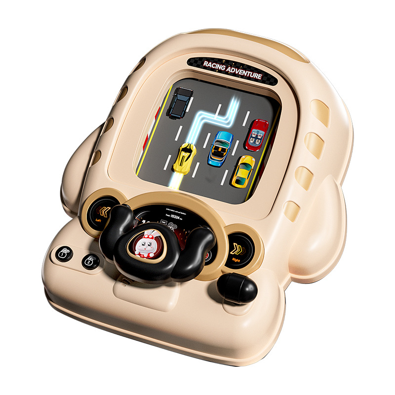 Children's steering wheel simulation driving toys educational electric desktop game machine avoid racing car adventure