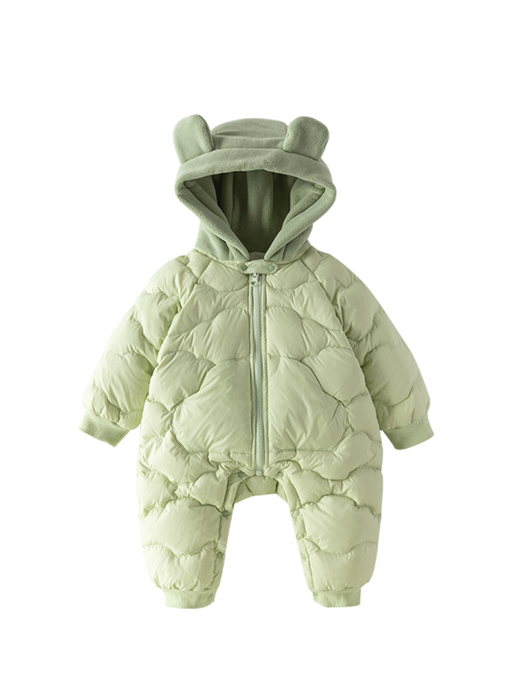 Baby's one-piece jacket down jacket winter thickened baby's hooded down jacket baby's clothes warm climbing clothes for going out