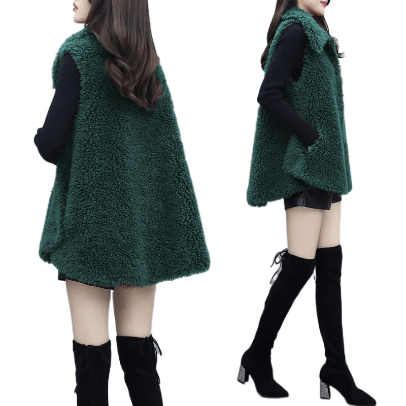 2024 Autumn and Winter New Korean Style Loose Double-sided Plush Fashion Vest Fleece Women's Coat