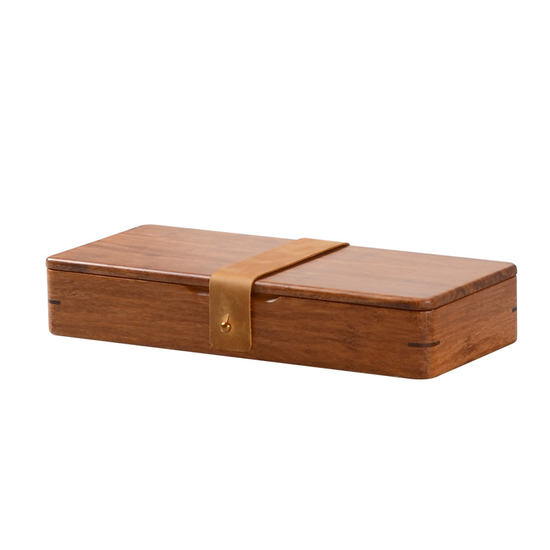 Heavy bamboo magnetic leather buckle box high-grade Rosewood bamboo pendant jade pot pen incense tube storage bamboo packaging box gift box