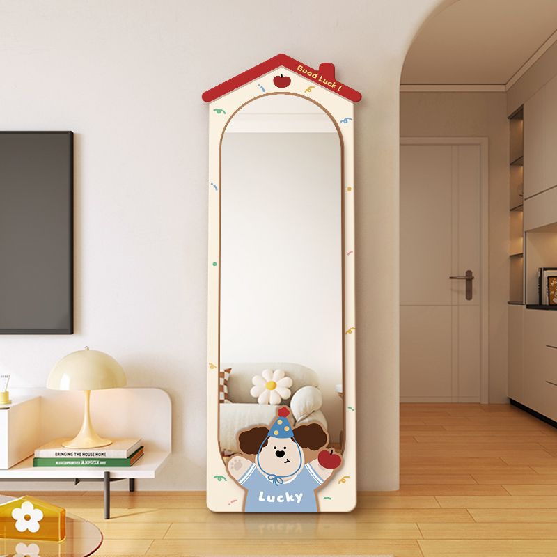 Cute Dopamine Full-Length Mirror for Home Wall-Mounted Mirror, Trendy Style for Girls' Bedroom, Cream-Style Floor-Standing Dressing Mirror