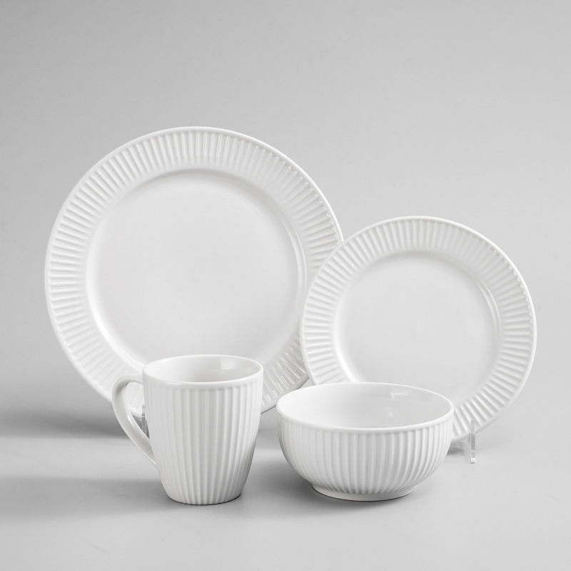 Керамические рельефные миски и тарелки, наборы посуды, плоские тарелки, рисовые миски, кружки, поддержка индивидуального логотипа