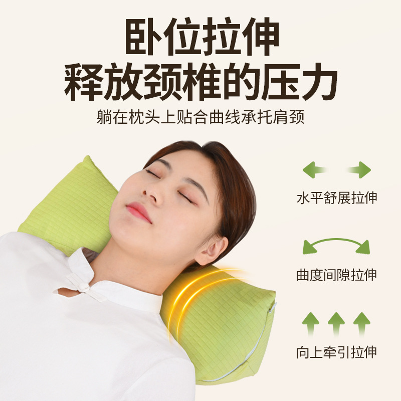 Buckwheat Triangular Cervical Spine Pillow with Arc Degree and Slope Design for Both Supine and Side Sleeping, Buckwheat Shell Filled with Three-Dimensional Support