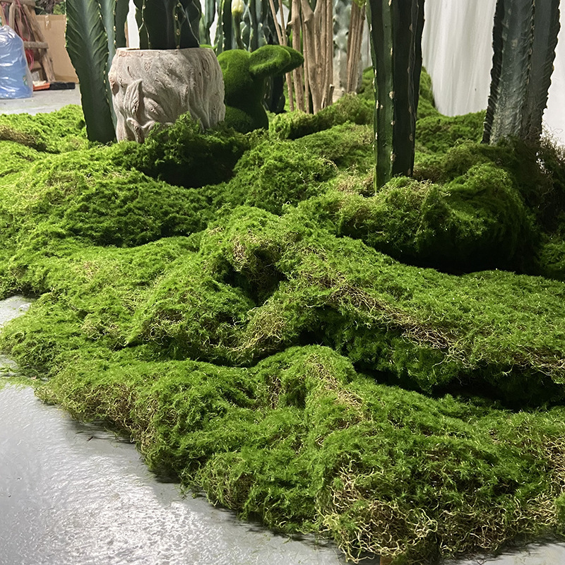 Искусственный мох газон для внутреннего оформления коричневый шелковый мох