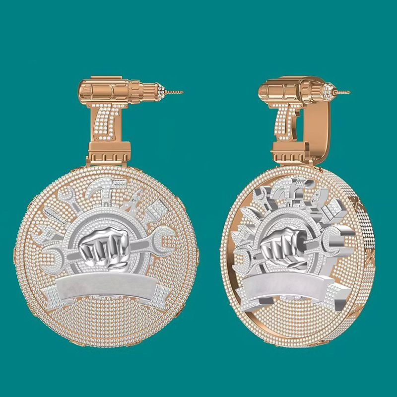 Customized Jewelry Copper Silver Stainless Steel K Gold Hip Hop Full Diamond Jewelry Processing Accessories Zircon Moissanite Jewelry Wholesale