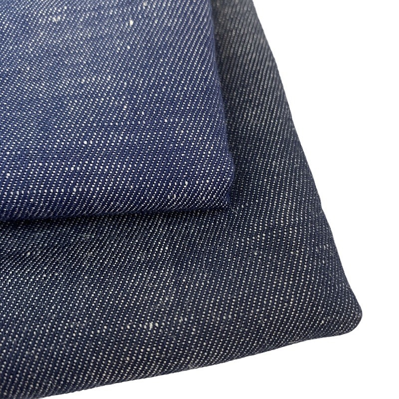Linen Cotton Twill Imitation Denim Interwoven Fabric Spring and Summer Jacket Suit Cotton and Linen Clothing Fabric Linen Yarn-dyed Fabric