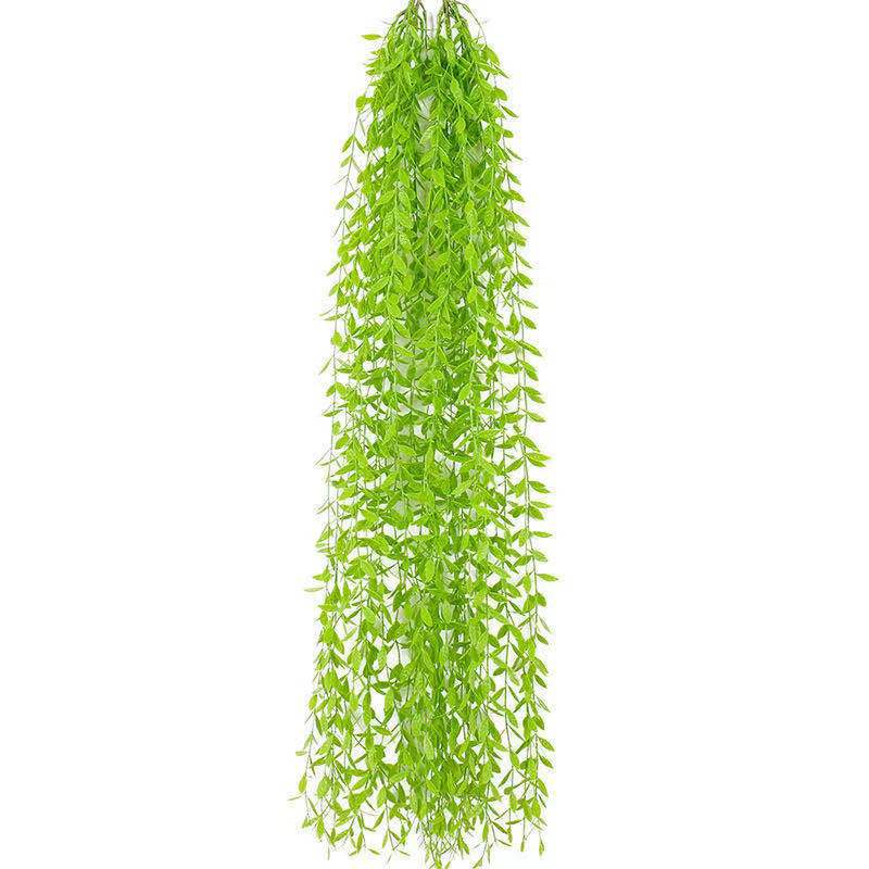 Hanging Willow Crossing the Rattan Simulated Plant Green Wall Hanging Simulated Aquatic Plant Wall Decoration Willow Leaf Green Plant Decoration
