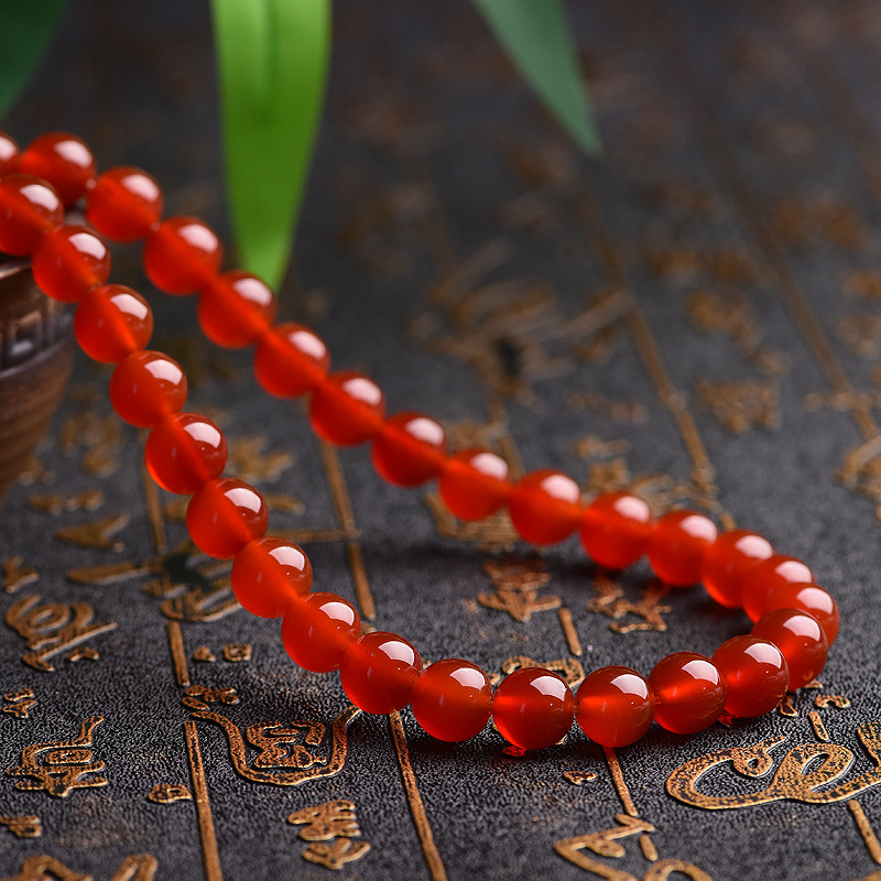 Huige Fang Crystal Natural Red Agate Loose Beads Beaded Agate Round Beads Semi-Finished Products Wholesale Agate Stone