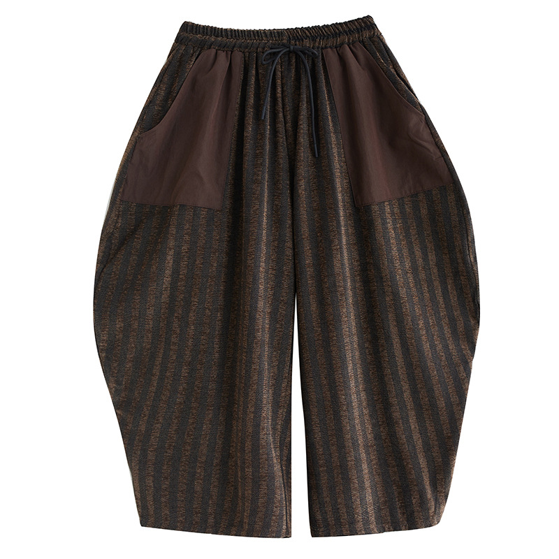 in stock new nine points retro Chinese corduroy striped niche art vase pants cotton pants