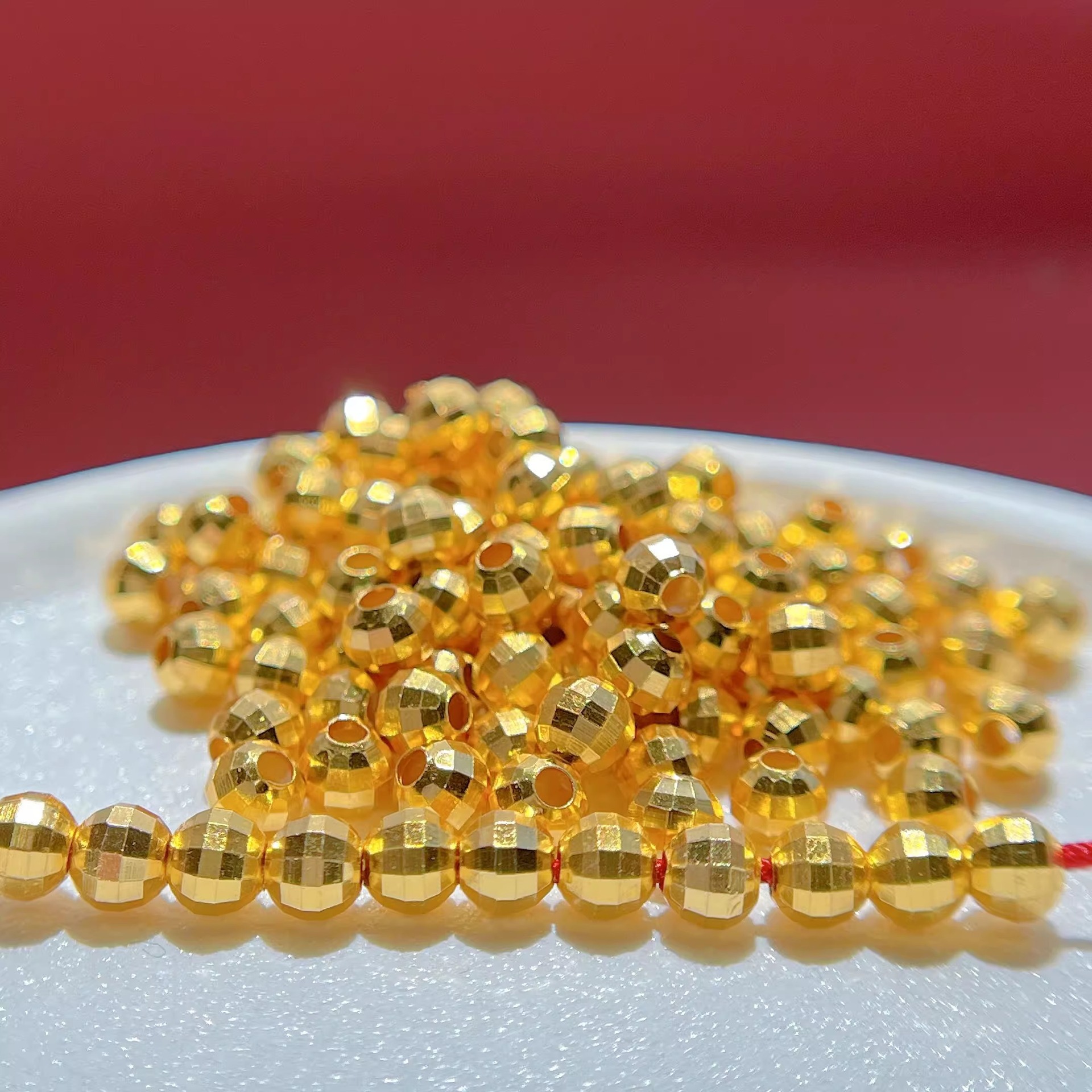 Pure 18K Gold Bundi Beads Au750 Laser Transfer Gold Beads Loose Beads Gold Beans Passepartout Bead Accessories Water Shell Gold