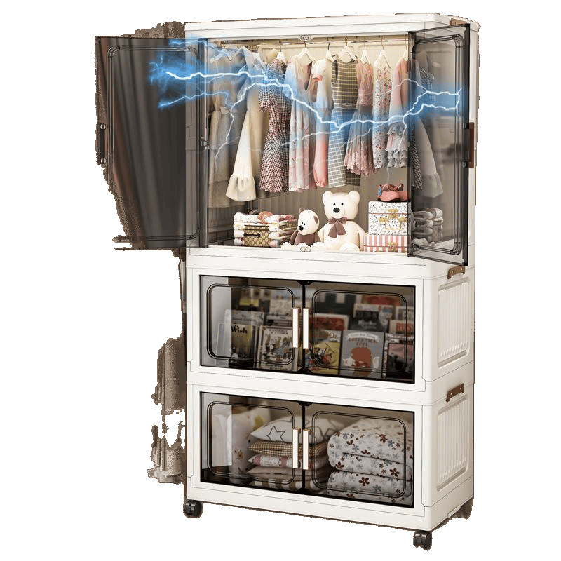 Installation-Free Children's Wardrobe Baby Snacks Sundries Folding Storage Cabinet Baby Small Wardrobe Home Organizing Storage Cabinet