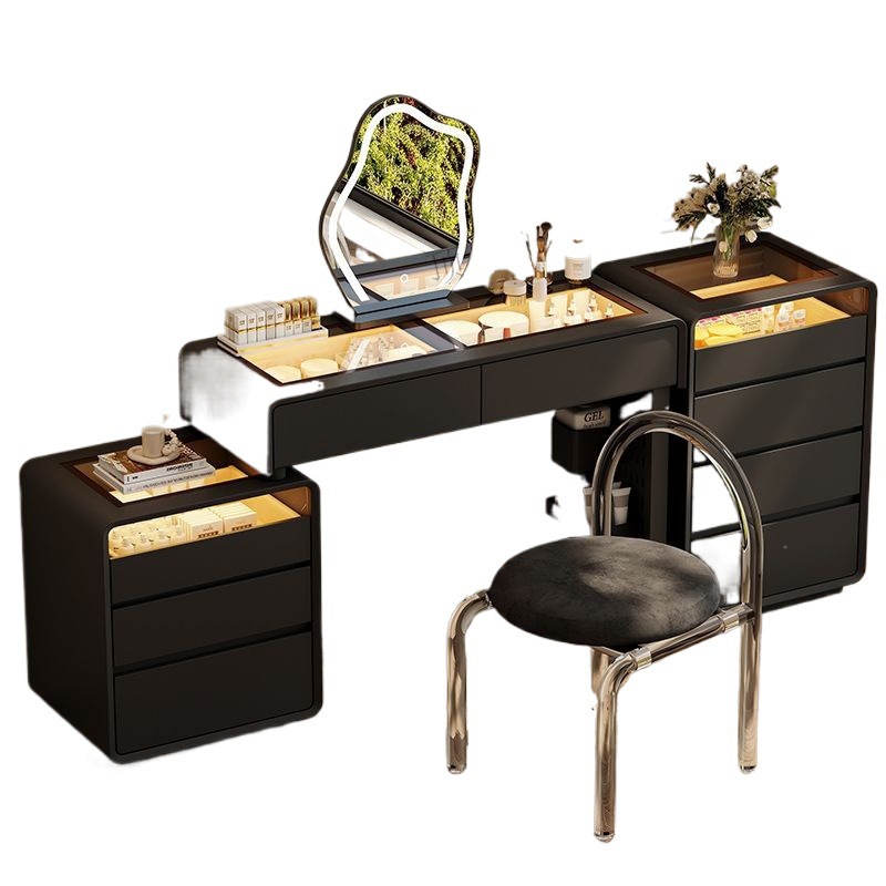 2024 New Style Dressing Table Solid Wood Atmosphere Light Luxury High-End Atmospheric Cupboard Storage Cabinet Integrated Bedside Dressing Table