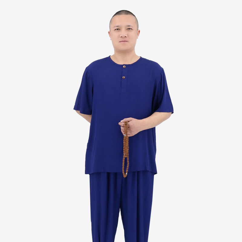 Summer Thin Short-Sleeve Monk Robe for Women, Suitable for Nuns and Monks, Undershirt, Monk Cotton Silk Sleepwear