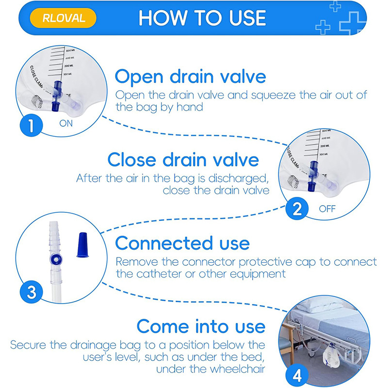 Cross-border supply of 2000ml large capacity catheter bag disposable drainage bag urine bag adult urine catheter urine bag