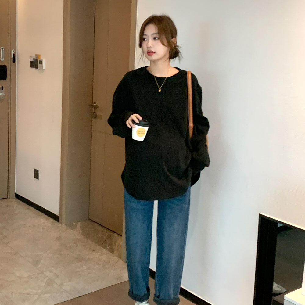 Spring New Maternity Clothes Korean Style Light Panel Fashionable Round Neck T-Shirt Loose Large Size Stylish Age-reducing Base Clothes Trendy Mom