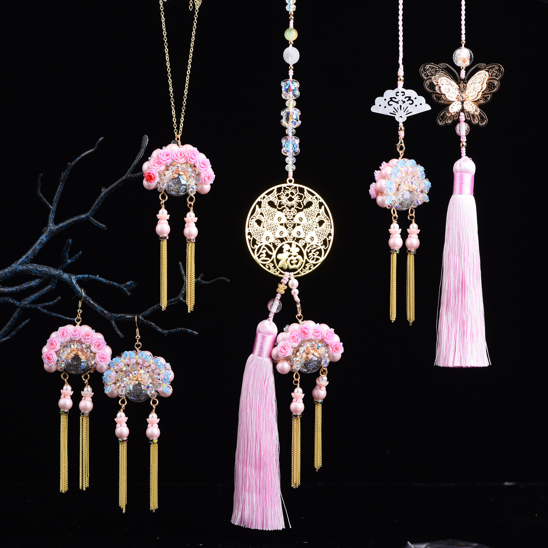 Оригинальная двусторонняя китайская стиль цветочная бутик ханфу стиль Дао Ма Дань ювелирный кулон