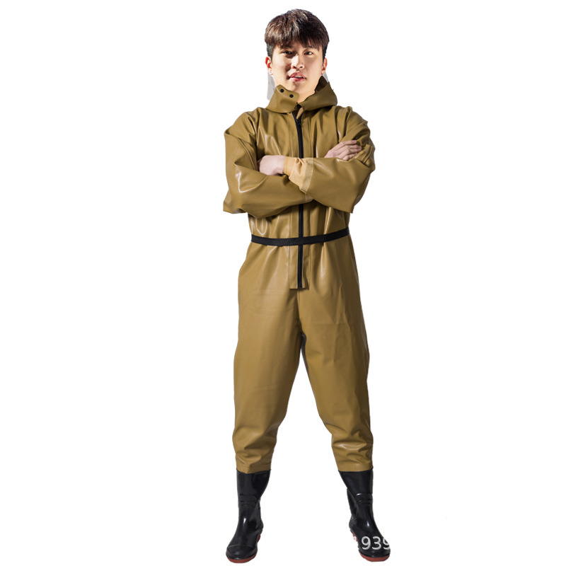 Professional fish pants water pants full body waterproof water pants water shoes one-piece rain pants rain boots integrated reservoir catch fish water clothes for men