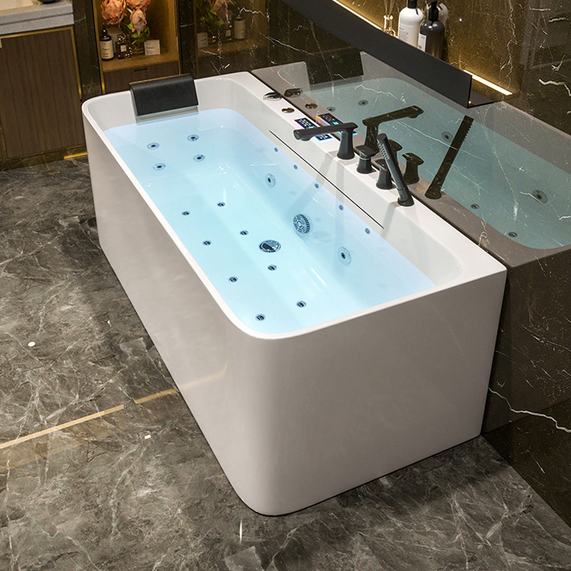Bathtub for Home Use, Deep Soaking, Small Apartment, Acrylic Bathtub, Hotel Constant Temperature, Whirlpool Massage Bathtub