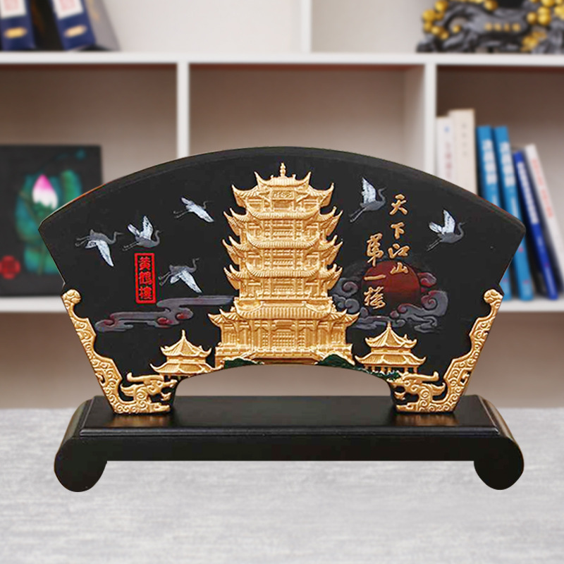 Hubei Local Gift Huanghelou Activated Carbon Carving Chinese-Style Living Room Decoration Business Meeting New Chinese Style