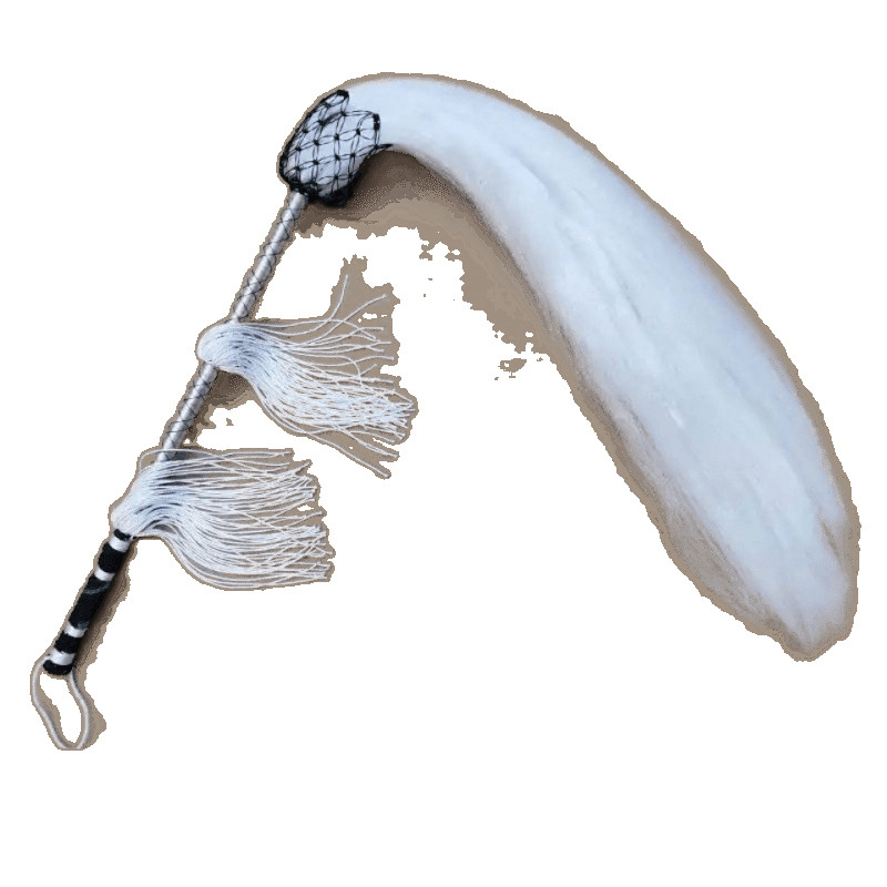 2023 Tai Chi Fan Prop Floating Dust Instrument Eunuch Supplies Drama Simulation Horse Tail Whip Tai Chi Fan