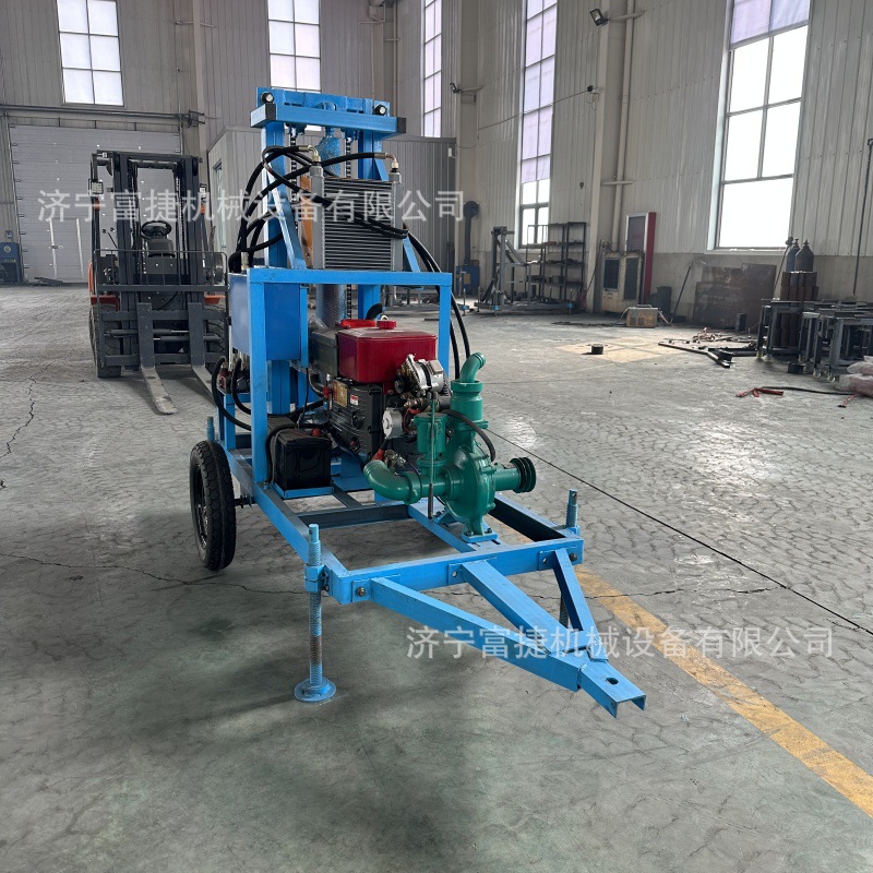 Household Small Diesel Drilling Machine Farmland Irrigation Deep Water Well Drilling Machine Hydraulic Retractable Drilling Machine Drilling Equipment