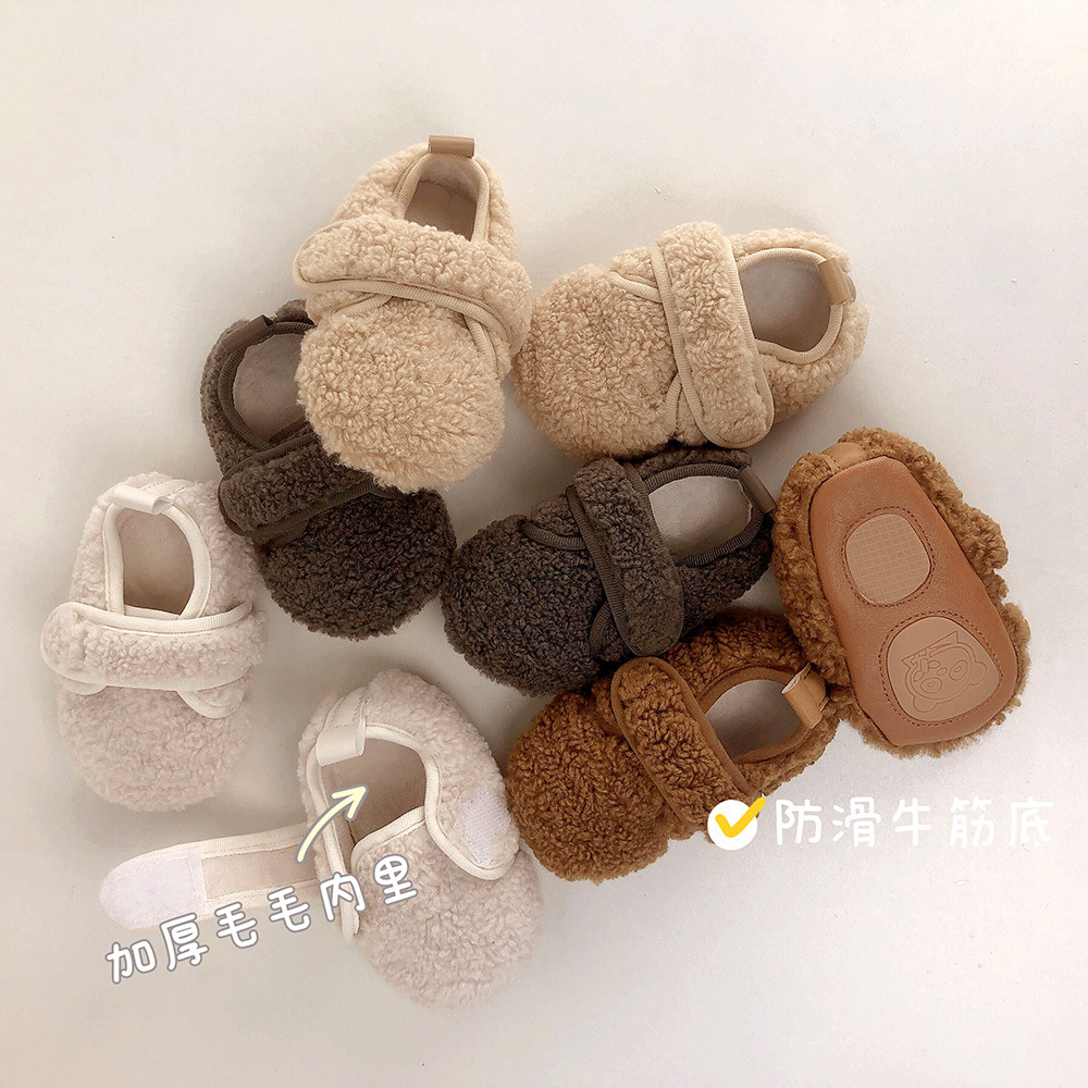 Factory Direct Supply Korean Style Winter fleece-lined Mao Mao Shoes Girls Toddler Shoes Soft Sole Non-slip Princess Shoes Baby Shoes