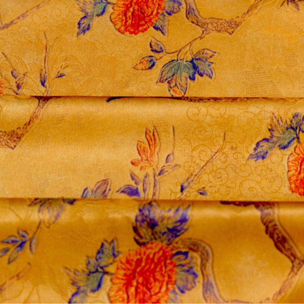 Chinese-Style New Chinese Branch Floral Soft Vest Dress Jacquard Fashion Button-Up Shirt Cheongsam Imitation Silk Fragrant Cloud